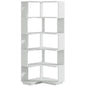 Multifunctional 6 Shelf Corner L-Shaped Bookcase in Sliver Grey Wood Finish