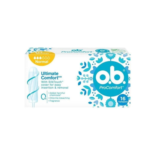 o.b. ProComfort Normal Absorbency Tampons for Women - Comfortable & Reliable Menstrual Protection - Pack of 16
