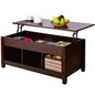 Brown Wood Lift Top Coffee Table with Hidden Storage Space