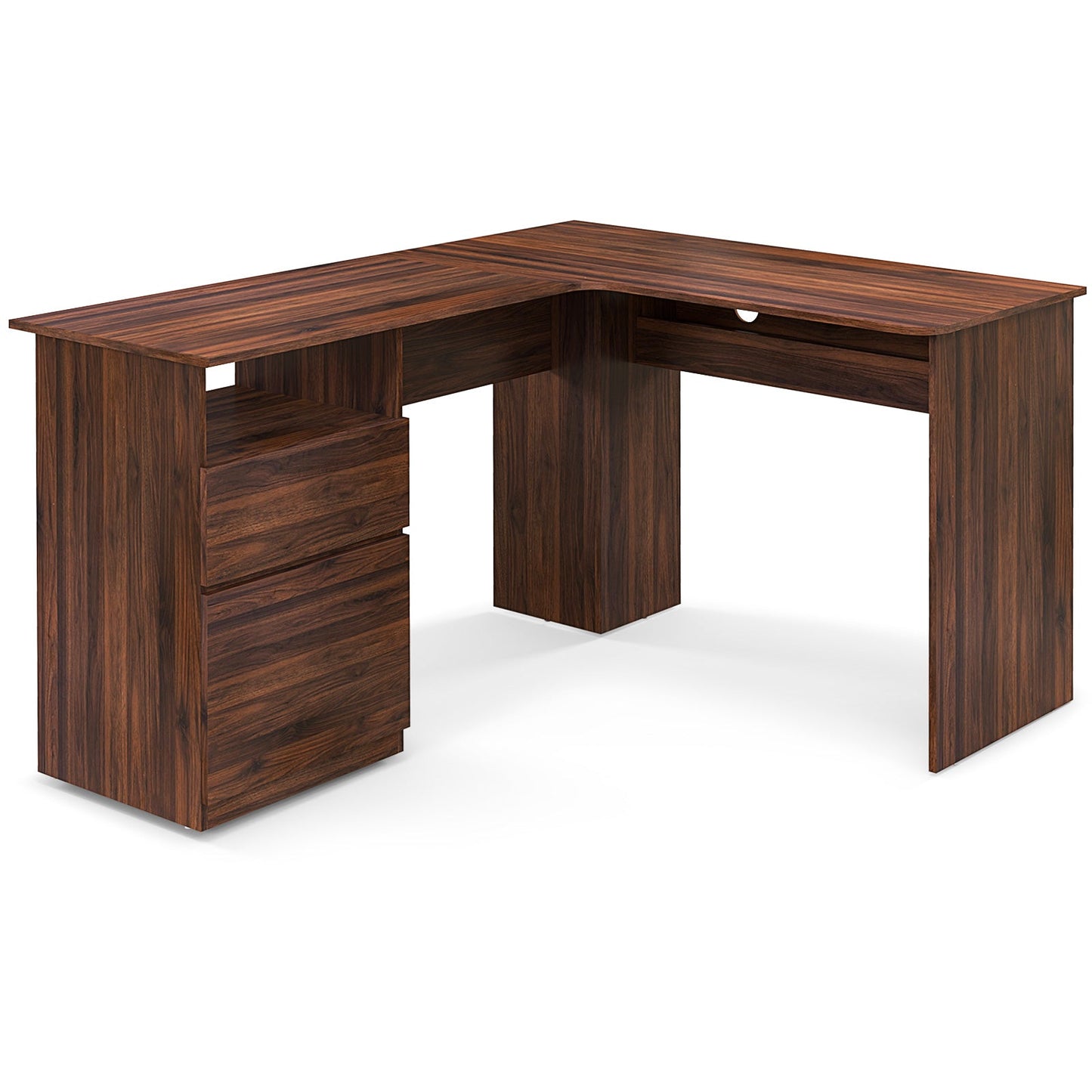 L-Shaped Computer Desk with Letter File Drawer