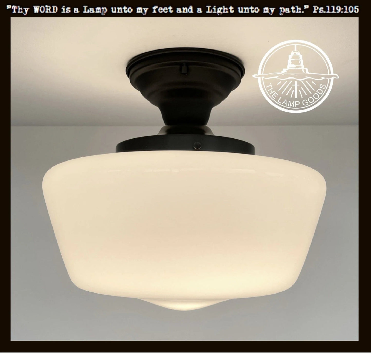 Large Milk Glass Schoolhouse Ceiling Light | 12"