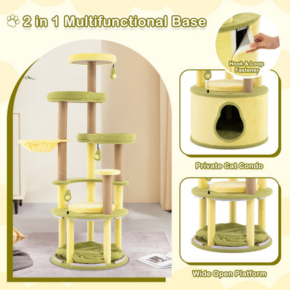 Large Avocado Cat Tree Multi-level Cat Tower with Private Condo-Green