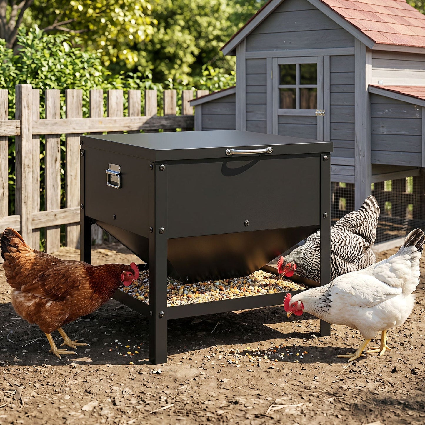 Large Capacity Chicken Feeder with Openable Lid