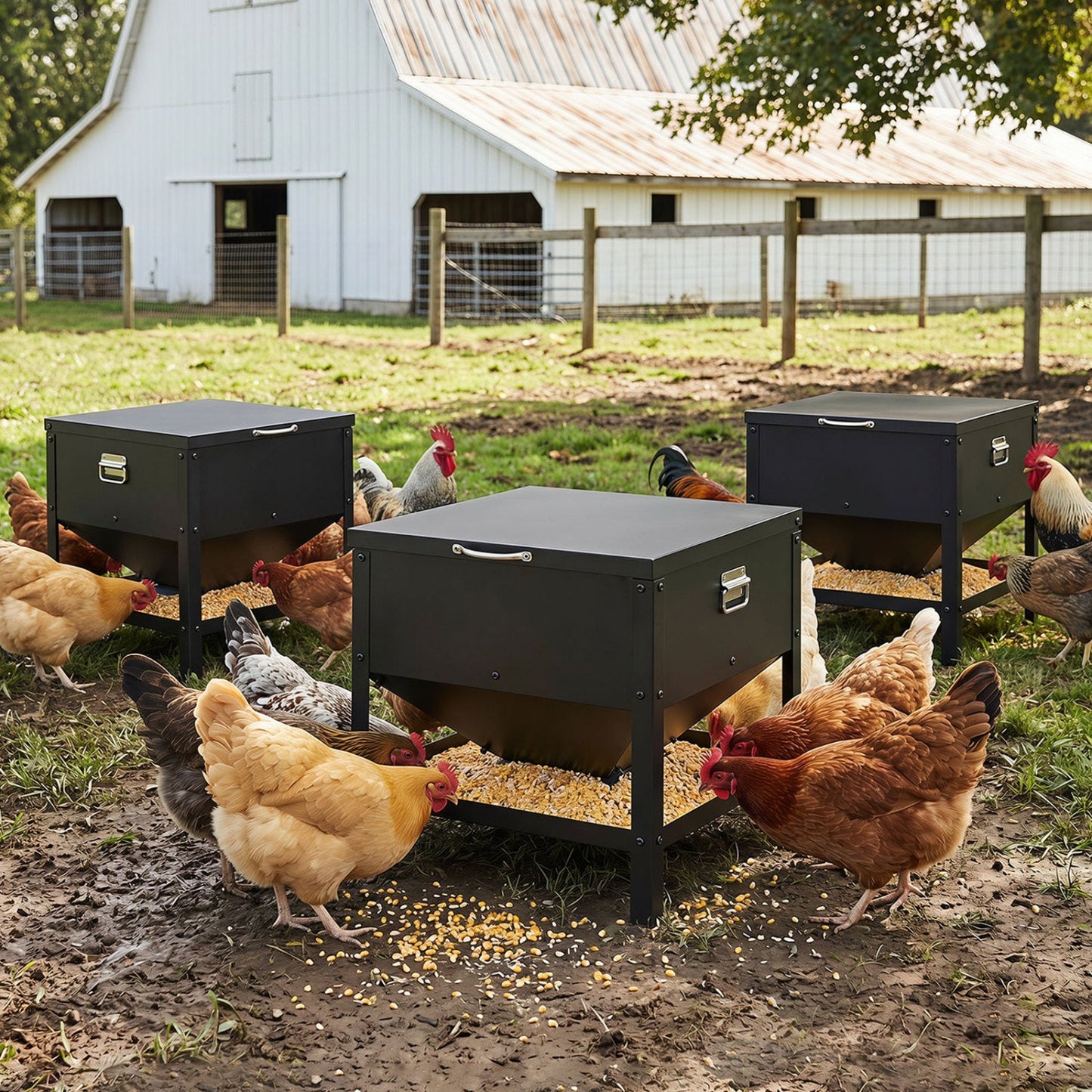 Large Capacity Chicken Feeder with Openable Lid