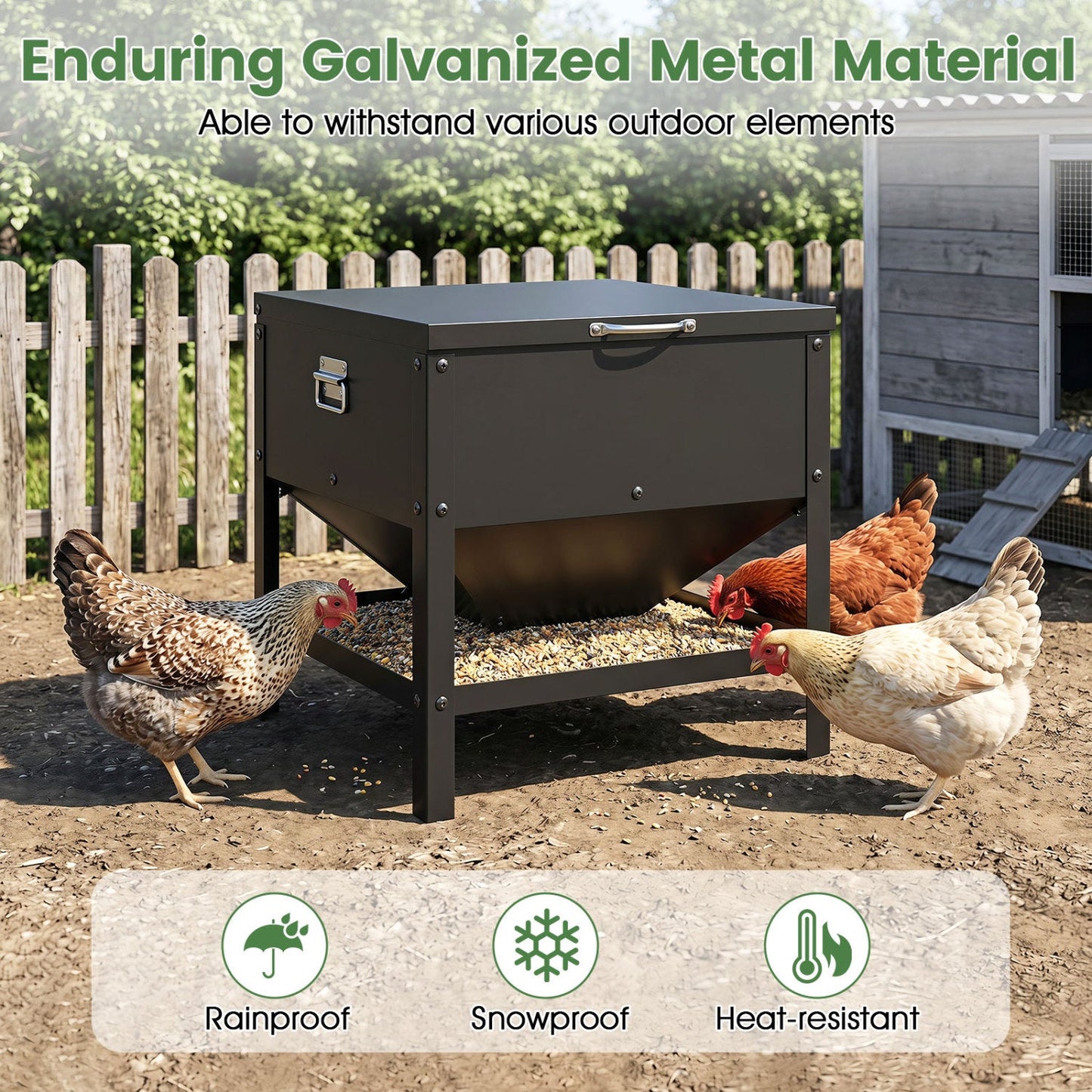 Large Capacity Chicken Feeder with Openable Lid