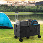 Large Foldable Utility Cart with 2-Tier Storage Crates and Telescoping Handle