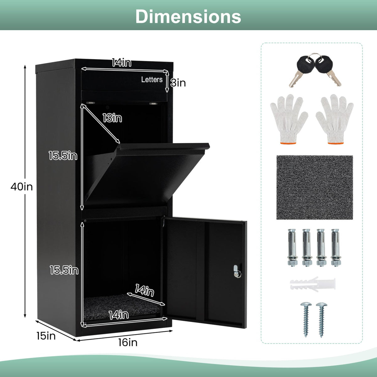 Large Galvanized Package Delivery Box for Outside with Anti-Theft Design