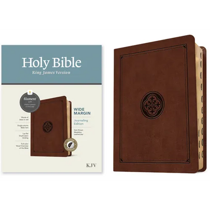 KJV Wide Margin Bible, Filament Enabled (Leatherlike, Dark Brown Medallion, Indexed, Red Letter) - Imitation Leather