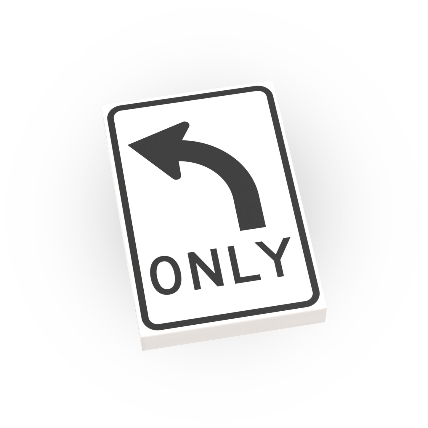 Left Only Street Sign - Custom Printed 2x3 Tile - Made Using LEGO® Parts