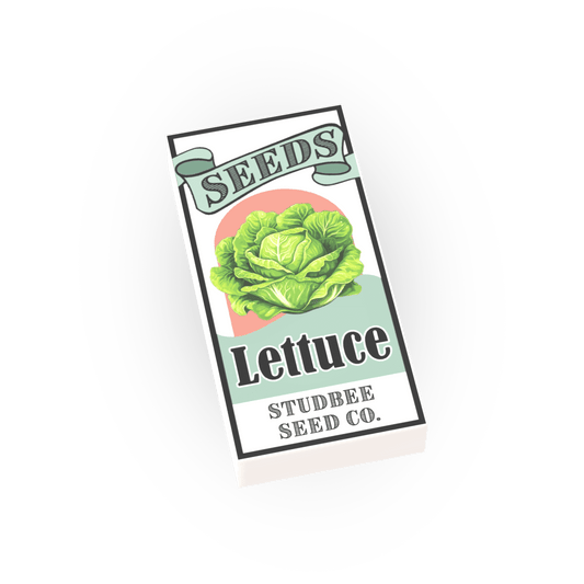 Seed Packet, Lettuce - Custom Printed Minifig Scale Tile - Made Using LEGO® Parts