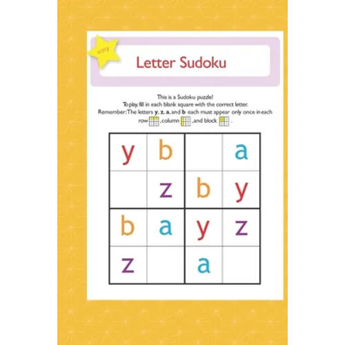 letter suduko: mini sudoko with letters -Brain Games Book for kids - Logic Games For kids - Paperback