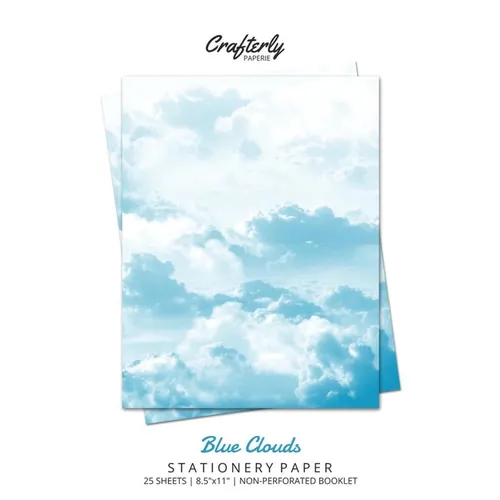 Blue Clouds Stationery Paper: Aesthetic Letter Writing Paper for Home, Office, Letterhead Design, 25 Sheets - Paperback
