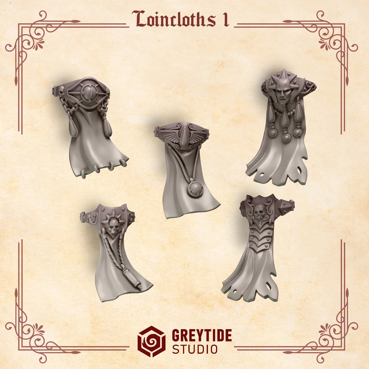 3d Printed Crimson Lords Loincloths x10 by Greytide Studio