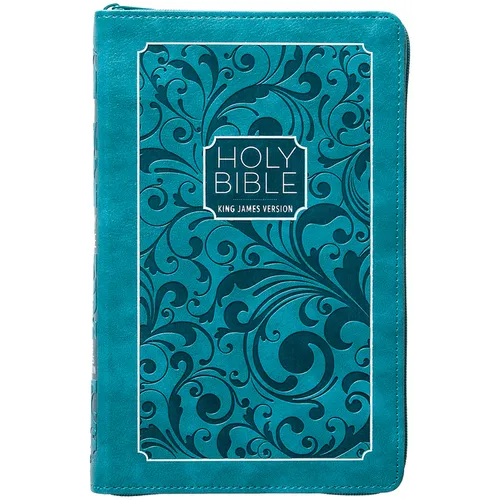 KJV Holy Bible Zip Turquoise - Imitation Leather