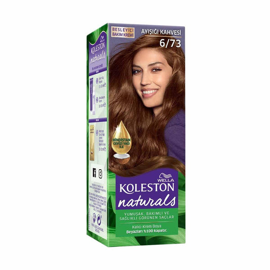 Wella Koleston Naturals Permanent Hair Dye with Coconut Oil - 6/73 Ayışığı Kahvesi