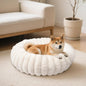 Luxury Donut Dog & Cat Bed, Faux Fur Calming Pet Bed with Non-Slip Base