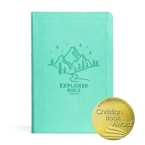 CSB Explorer Bible for Kids, Light Teal Mountains Leathertouch, Indexed: Placing God's Word in the Middle of God's World - Imitation Leather