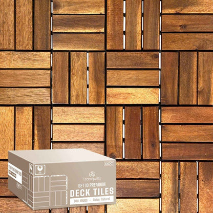 Solid Wood Deck Tiles Set 10