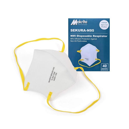 Makrite Sekura N95 Foldable Particulate Respirator Mask, Regular Size