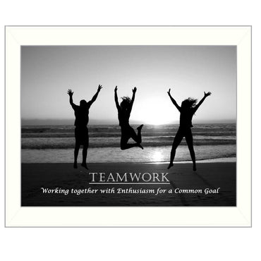 "Teamwork" Framed Wall Art | Motivational Office Print, White Frame