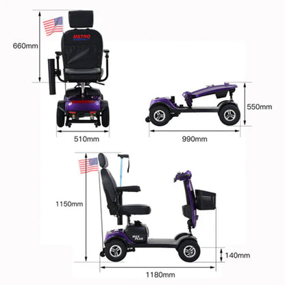 Metro Mobility Max Plus 24V/20AH Heavy Duty Electric Drive Mobility Scooter, 300LBS (SAK93164)