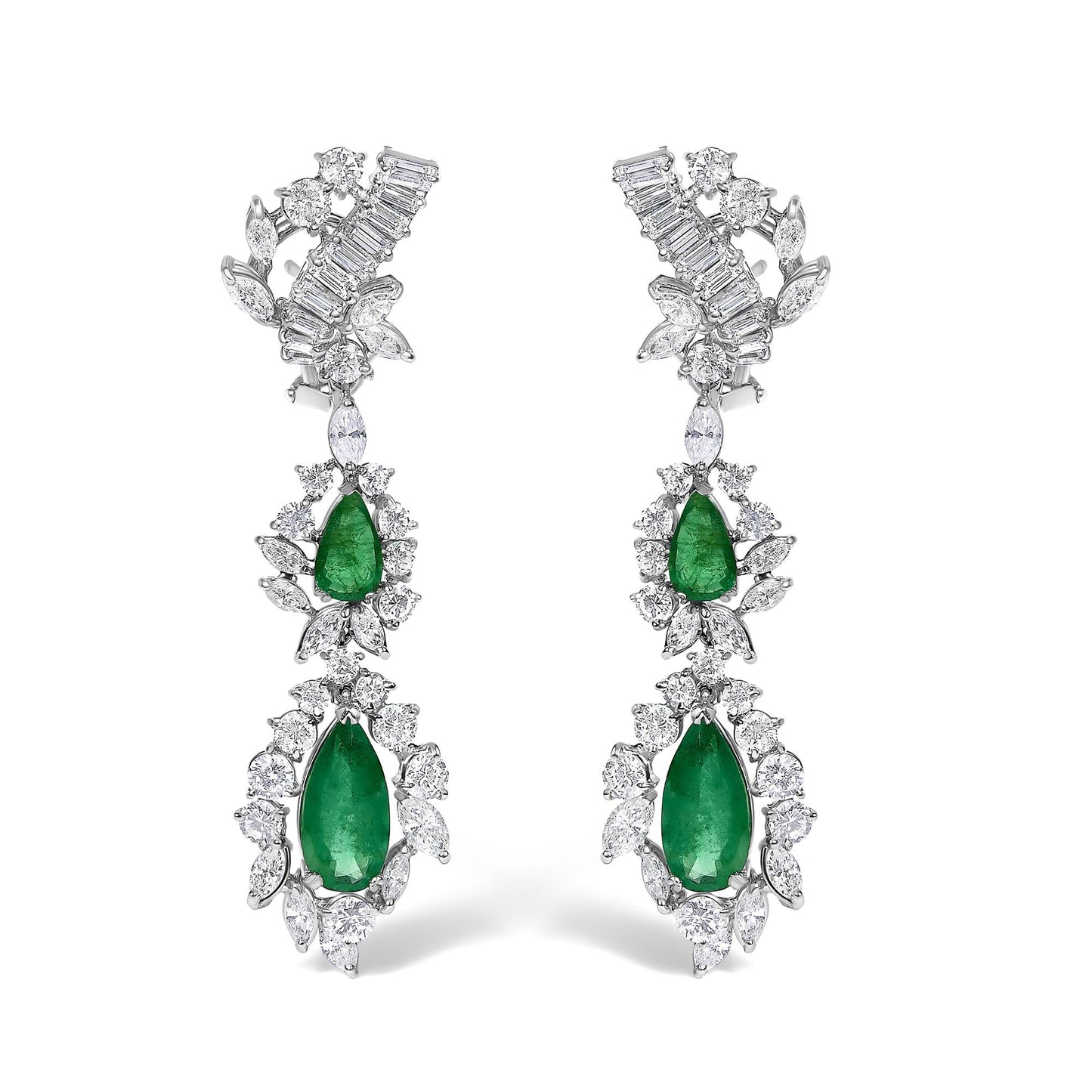 Platinum Diamond & Brazilian Emerald Jewelry Set – 38.30 ct Diamond, 19.76 ct Emerald, C. Dunaigre Certified