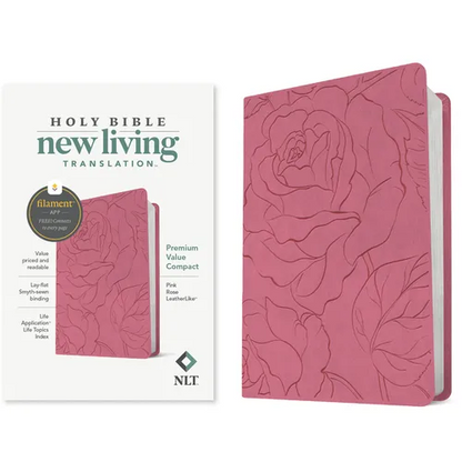 NLT Premium Value Compact Bible, Filament Enabled (Leatherlike, Pink Rose) - Imitation Leather