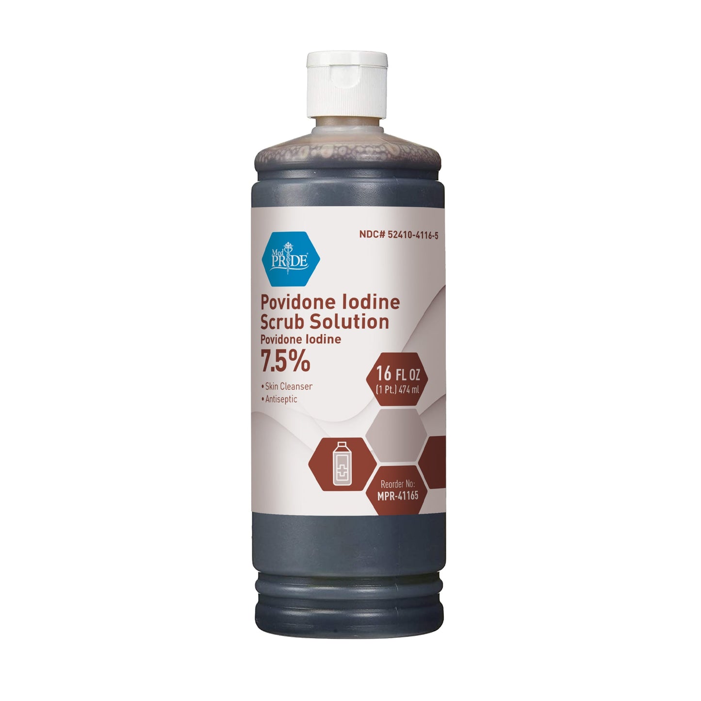 MedPride Povidone Iodine Prep Solution - 16oz. - Case of 24