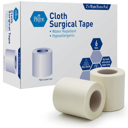 MedPride Cloth Surgical Tape, 2" x 10 yds - 6/Box, Case of 12 (72 Count)