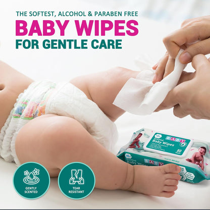 MedPride Baby Wipes, Scented with Aloe Vera and Vitamin E, Blue, 6"x7.5" - 80/Pack, Case of 24 (1920 count)