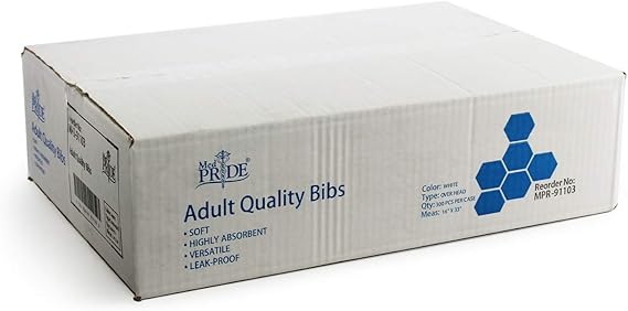 MedPride Disposable Adult Bibs, Over the Head, 16"W x 33"L - 300 Counts