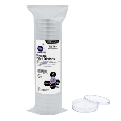 MedPride Slippable Petri Dishes with Lids, Sterile 90mmx15mm -  20 Pack of 25 (500 Count)