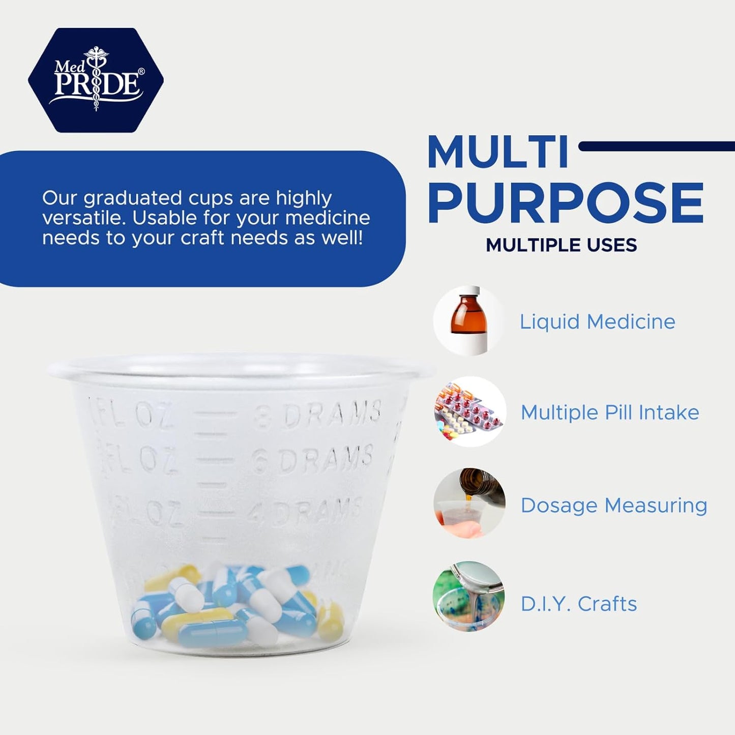 MedPride Medicine Cups Transparent Graduated  1oz. - 5 Sleeves, Bag of 100 (Total of 5000)