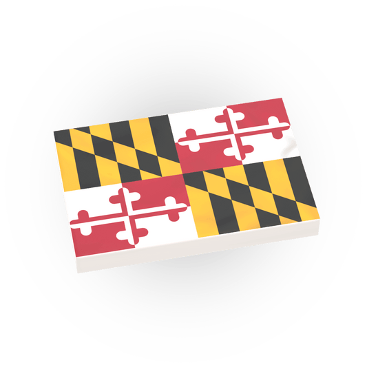 Maryland State Flag - Minifig Scale - Custom Printed - 2x3 Tile Made using a LEGO® Tile