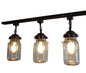 Rustic Mason Jar TRACK LIGHT Chain Trio of Vintage Quarts