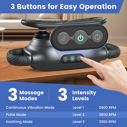 Massage Gun Deep Tissue with 3 Switchable Massage Heads and 3 Modes-Black