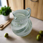 Mexican Hand-Blown Glass Pitcher | White Swirl