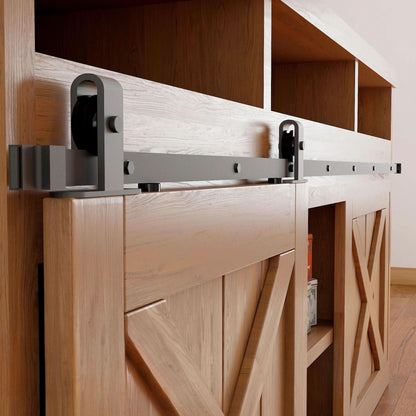 J Top Mount Cabinet Barn Door Hardware Kit | Matte Black