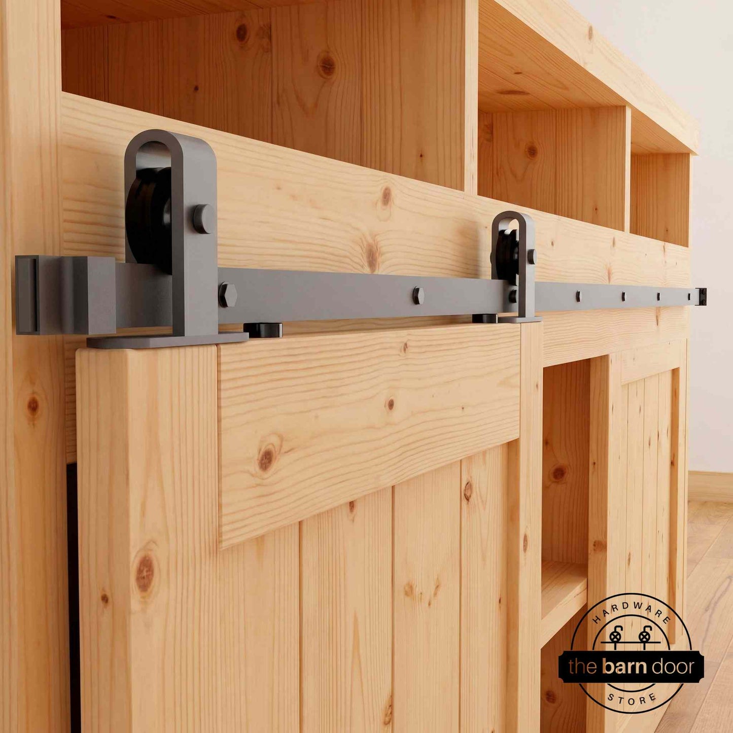 J Top Mount Cabinet Barn Door Hardware Kit | Matte Black