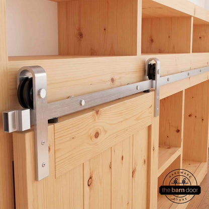 J-Strap Cabinet Barn Door Hardware Kit | Brushed Nickel