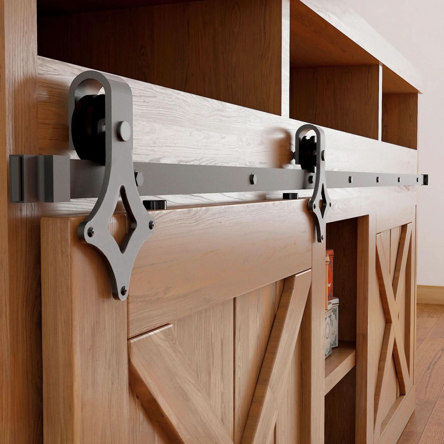 Diamond Cabinet Barn Door Hardware Kit | Matte Black