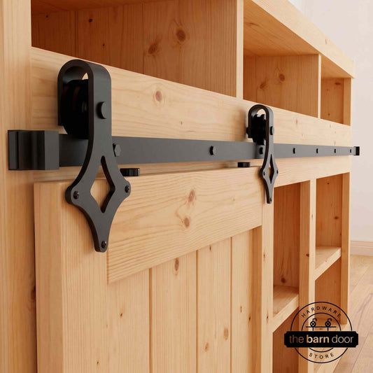 Diamond Cabinet Barn Door Hardware Kit | Matte Black
