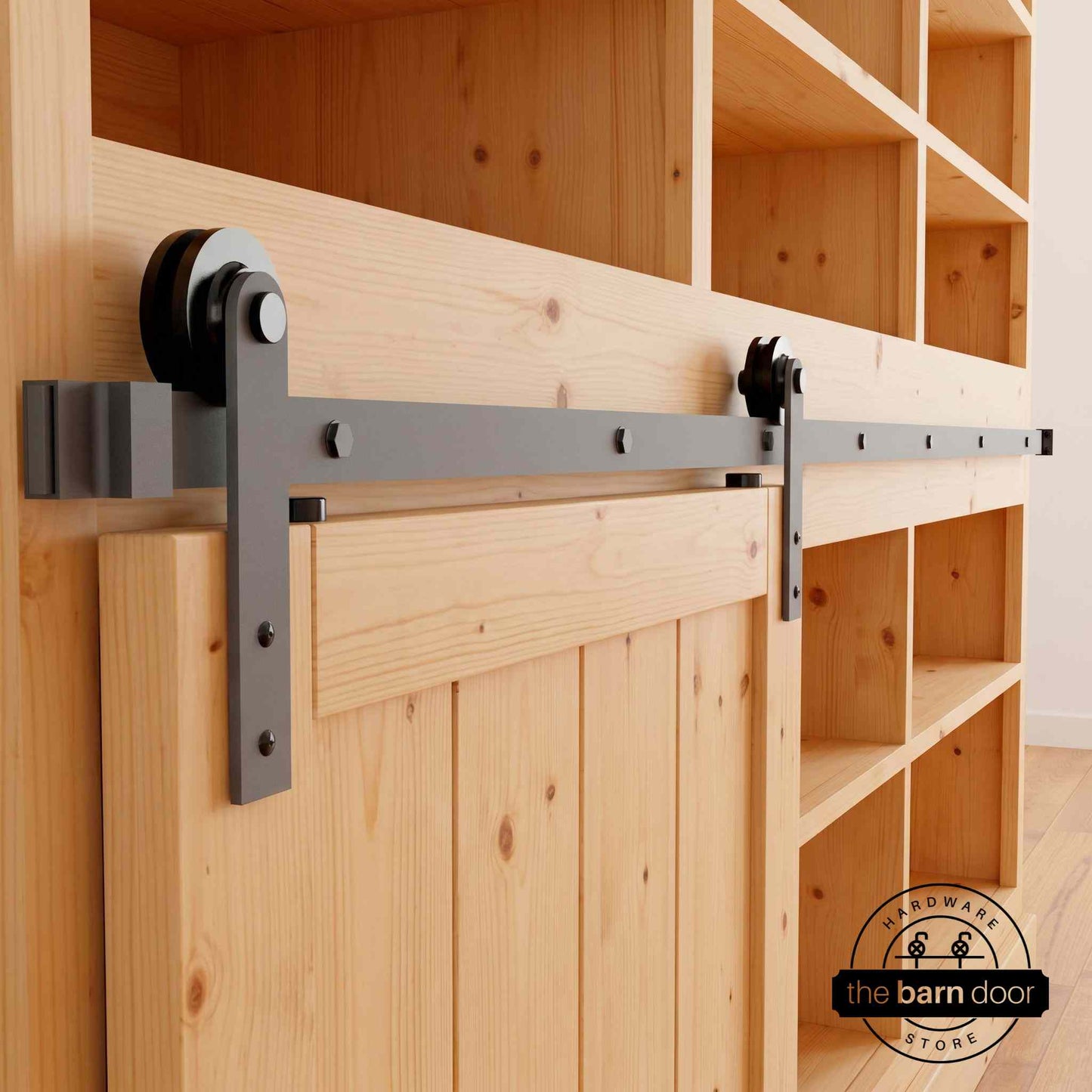 Straight Strap Cabinet Barn Door Hardware Kit | Matte Black