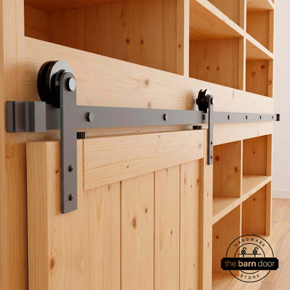 Straight Strap Cabinet Barn Door Hardware Kit | Matte Black