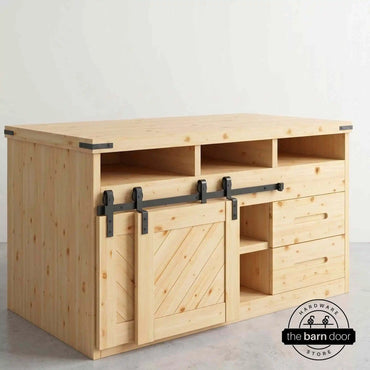 J-Strap Mini Bypass Cabinet Barn Door Hardware Kit | Matte Black