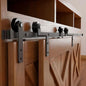 Straight Strap Mini Bypass Cabinet Barn Door Hardware Kit | Matte Black