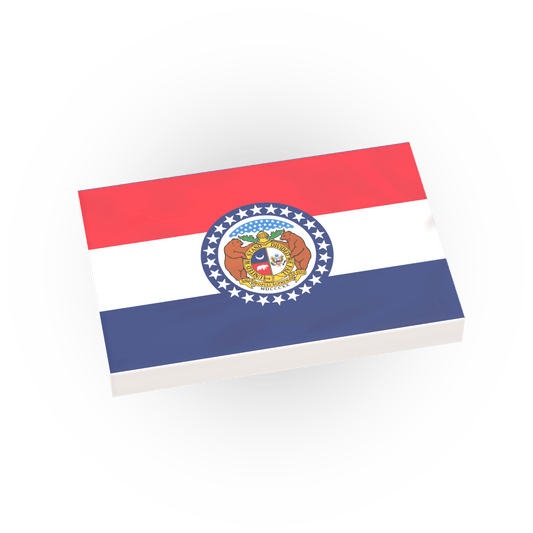 Missouri State Flag - Minifig Scale - Custom Printed - 2x3 Tile Made using a LEGO® Tile