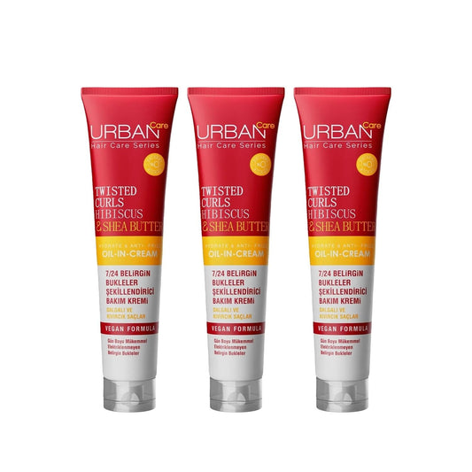 Urban Care Twisted Curls Hibiscus Hair Care Cream - Nourishing Moisturizer for Curly Hair, 3 x 175ml