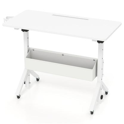 Mobile Standing Desk with Adjustable Height and Wheels