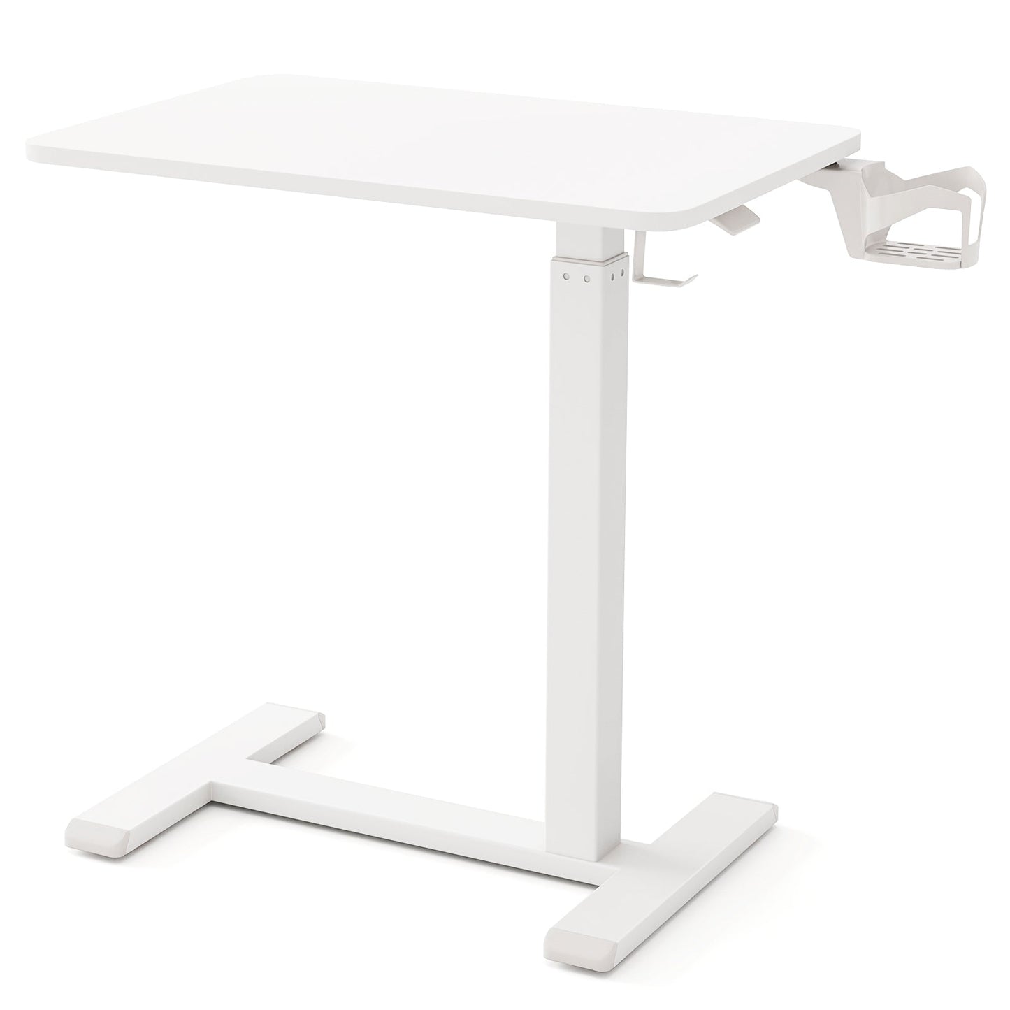 Mobile Standing Desk Height Adjustable Overbed Bedside Table with Cup Holder